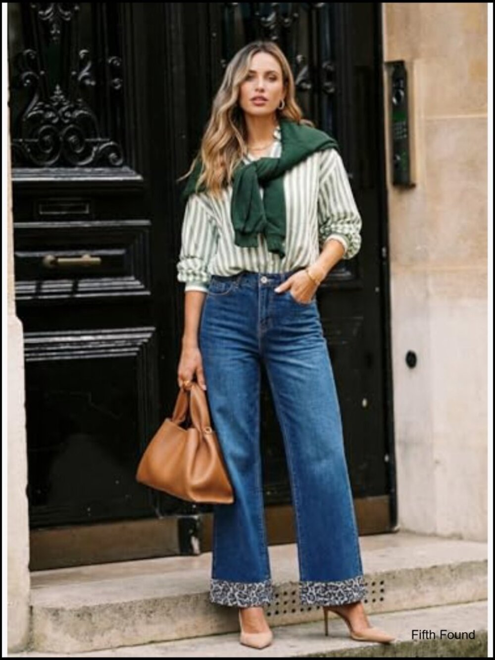 Wide Leg High Waisted Denim Pants with Pockets - Picture 3 of 6